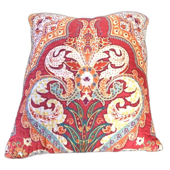 BOHEMIAN Grand Medallion Quilted MANDALA Paisley Floral Accent Throw Pillow - Picture 1 of 9